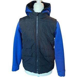 Old Navy Youth Lightweight Blue & Black Hooded Hybrid Jacket 10/12